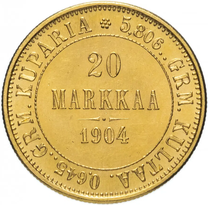 20 марок 1904 L для Финляндии