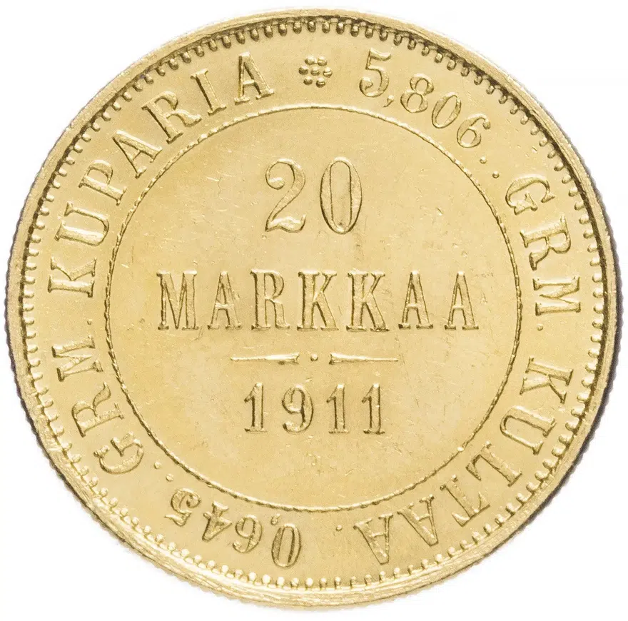 Для Финляндии 20 марок 1911 L, аверс
