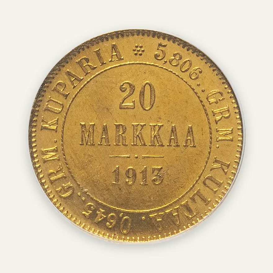 20 марок 1913 S в слабе PCGS, аверс