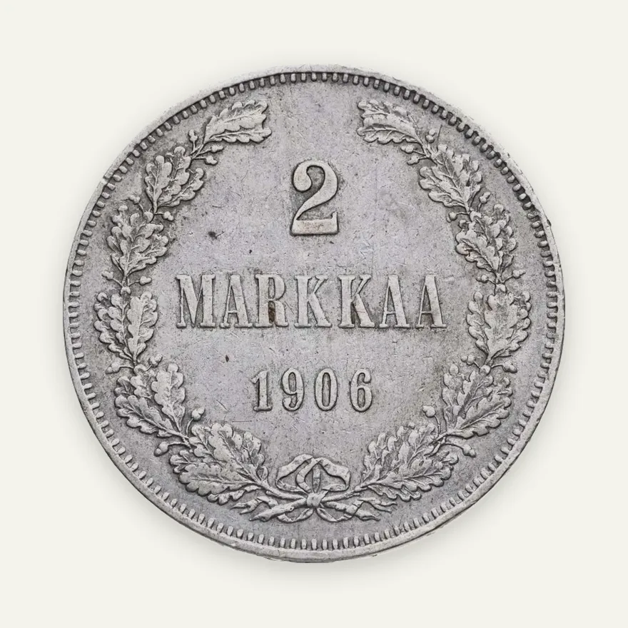 2 марки 1906 L, монета для Финляндии