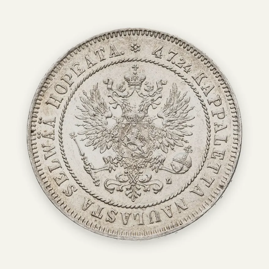 2 марки 1908 L, монета для Финляндии, реверс