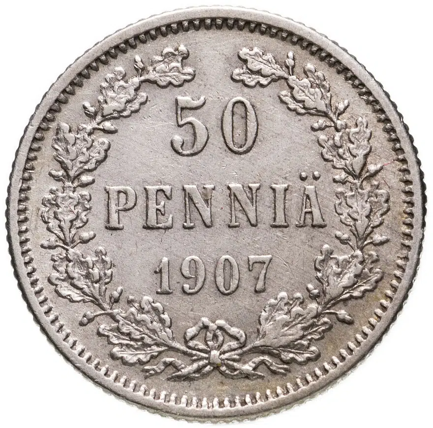 50 пенни 1907 L, аверс