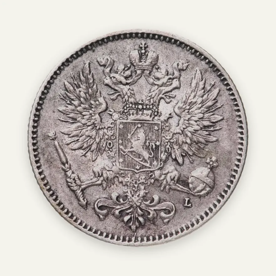 50 пенни 1908 L, монета для Финляндии, реверс