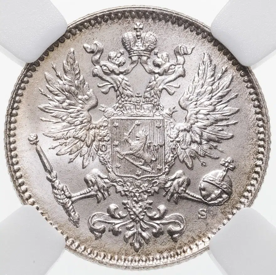 50 пенни 1914 S, монета для Финляндии, реверс