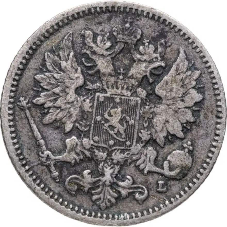 25 пенни (pennia) 1897 L Российская Финляндия, реверс