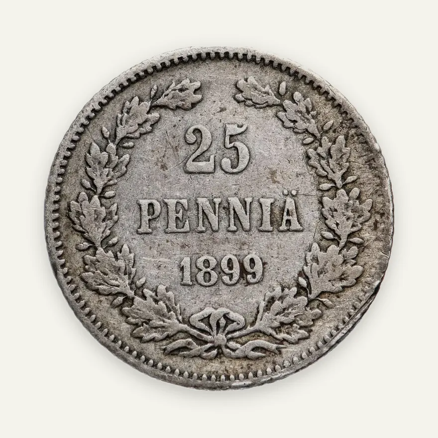 25 пенни 1899 L, монета для Финляндии, реверс