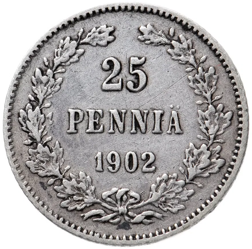 25 пенни 1902 L, монета для Финляндии