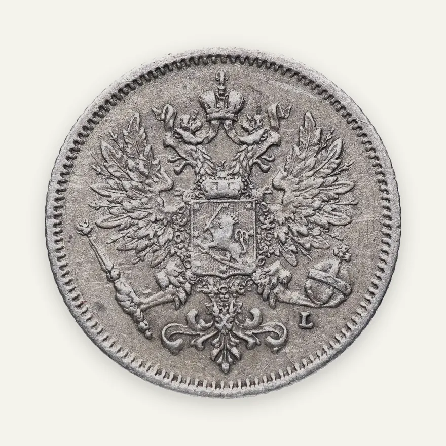 25 пенни 1908 L, монета для Финляндии, реверс
