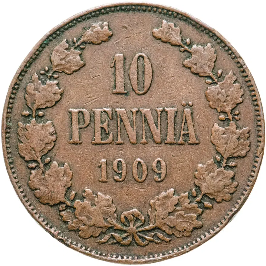 Для Финляндии 10 пенни 1909
