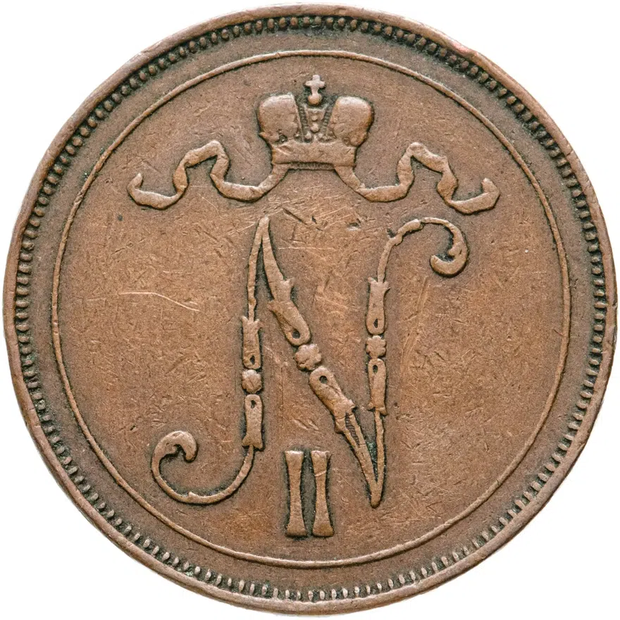 Для Финляндии 10 пенни 1909, реверс