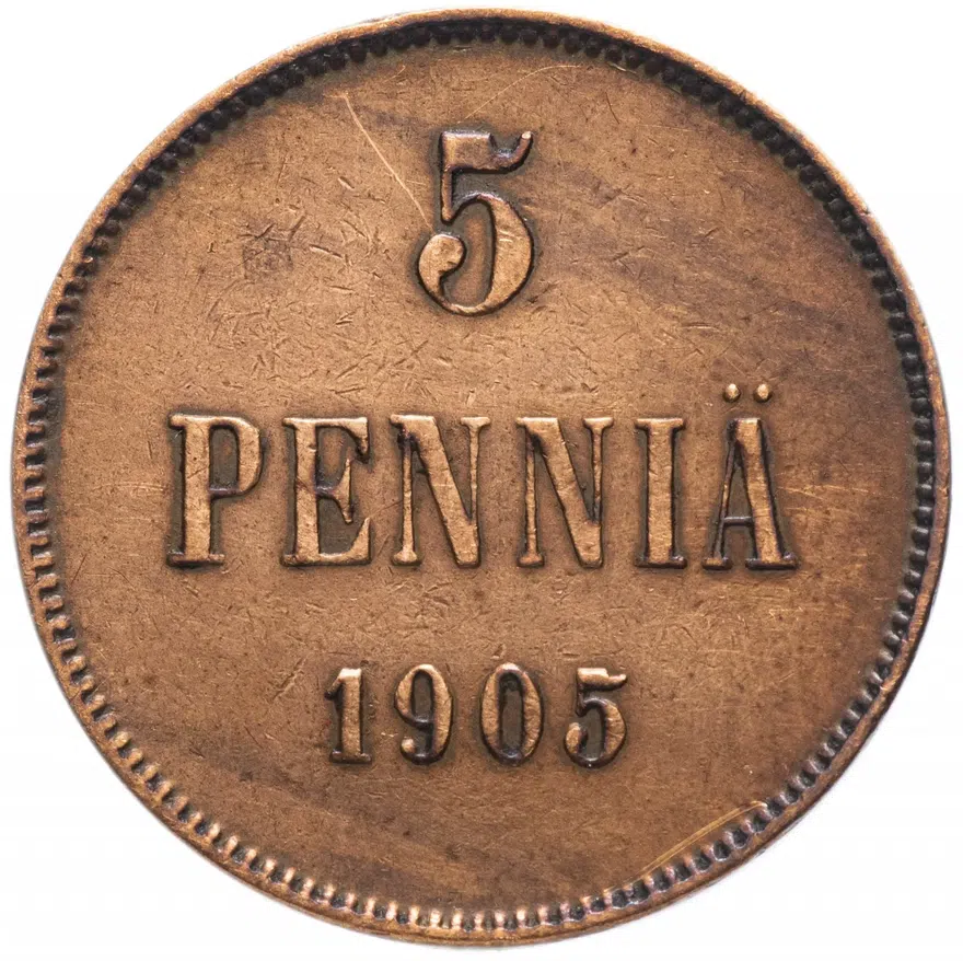 5 пенни 1905, монета для Финляндии