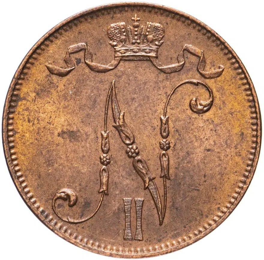 5 пенни (pennia) 1908, для Финляндии, реверс