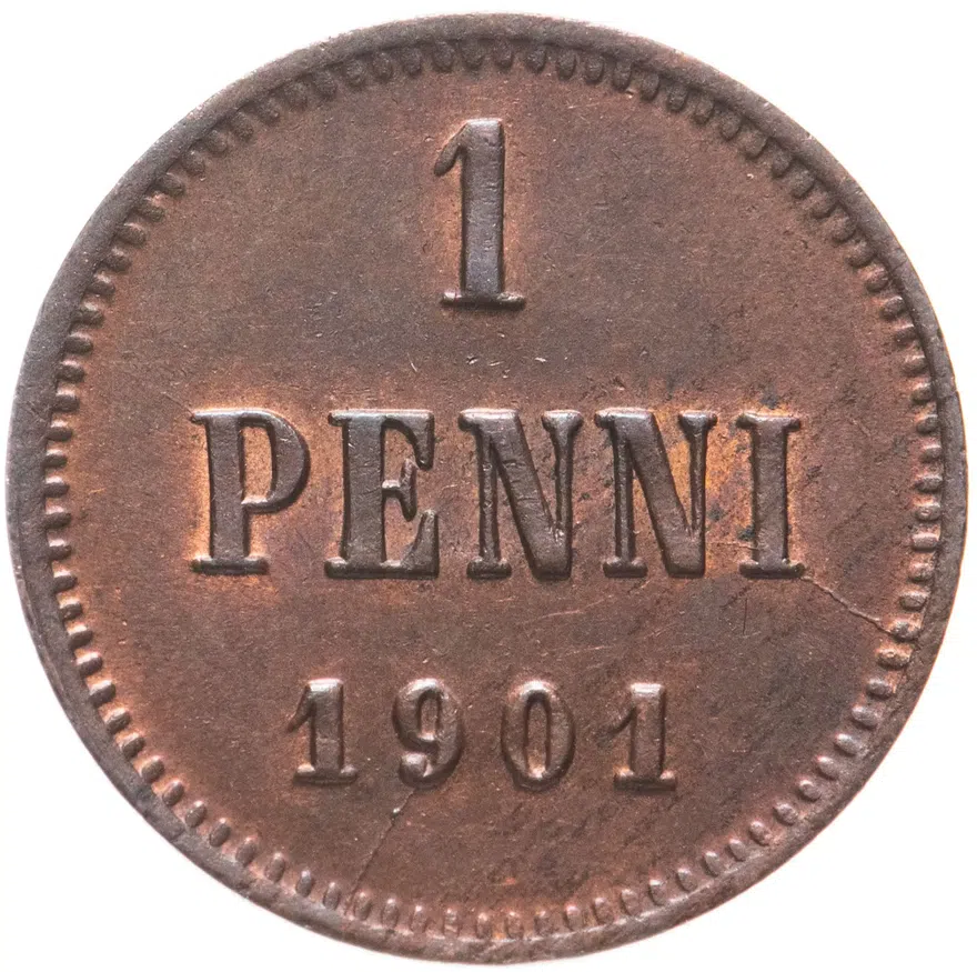 1 пенни 1901, монета для Финляндии