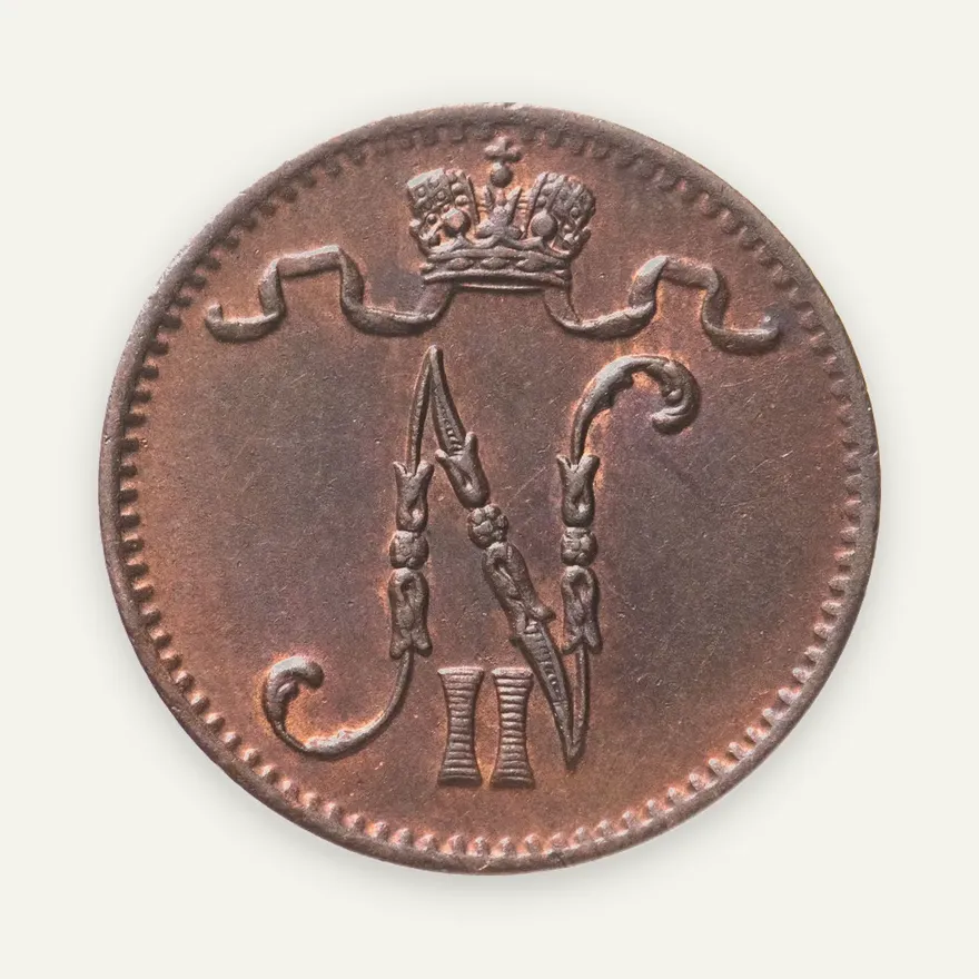 1 пенни 1901, монета для Финляндии, реверс
