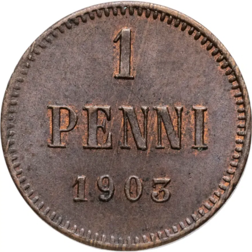 Финляндия 1 пенни 1903 года, аверс