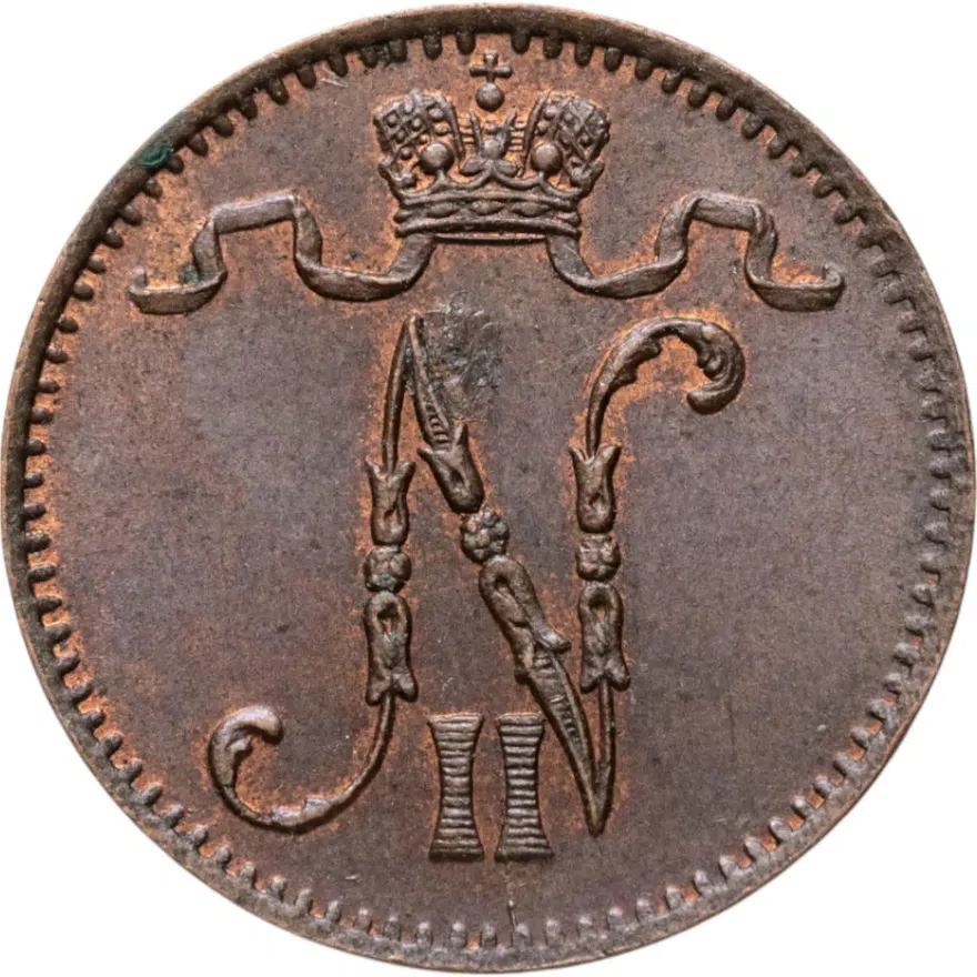 Финляндия 1 пенни 1903 года, реверс
