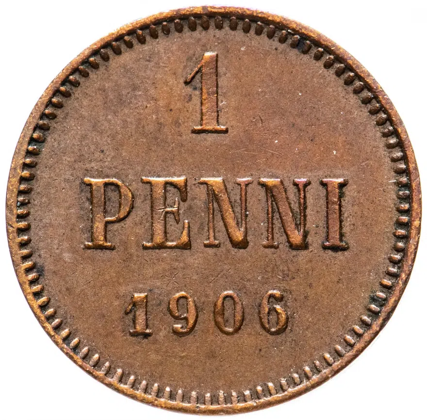 Финляндия 1 пенни (penny) 1906  монета для Финляндии