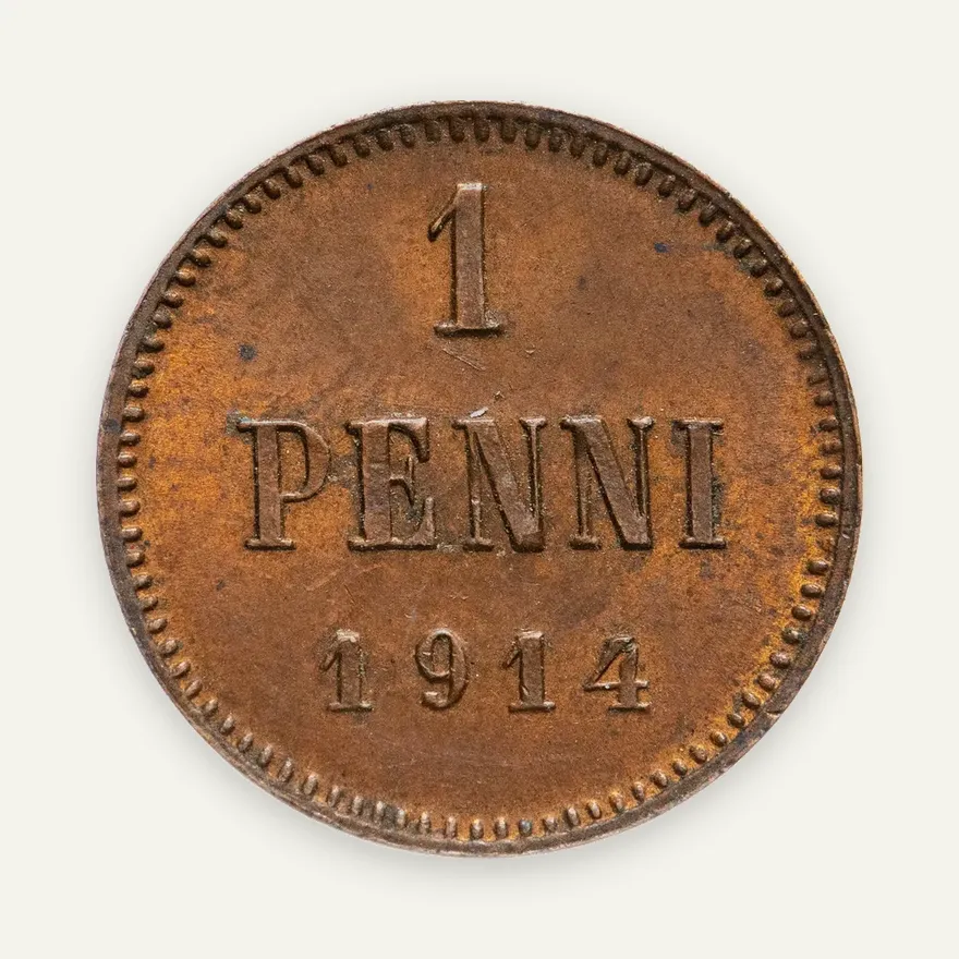 1 пенни 1914, монета для Финляндии, аверс
