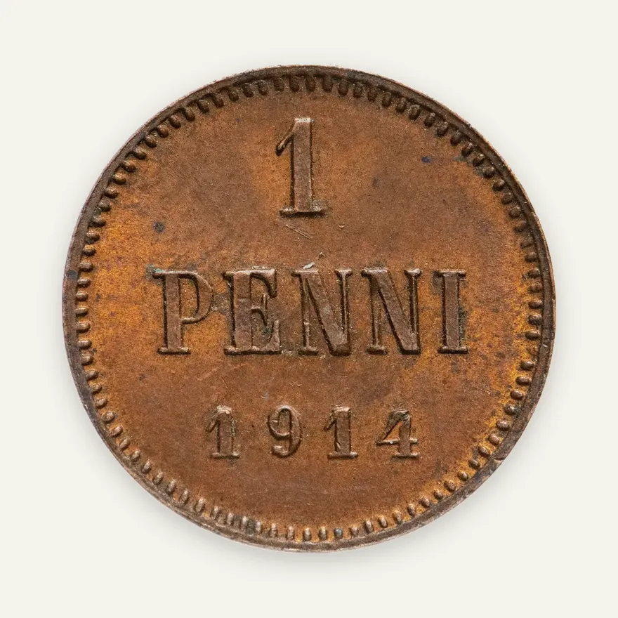1 пенни 1914, монета для Финляндии, реверс