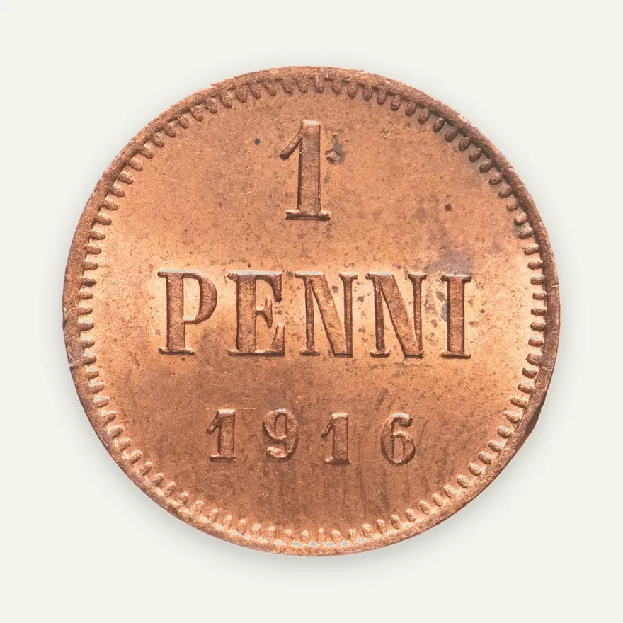 1 пенни 1916, монета для Финляндии, аверс