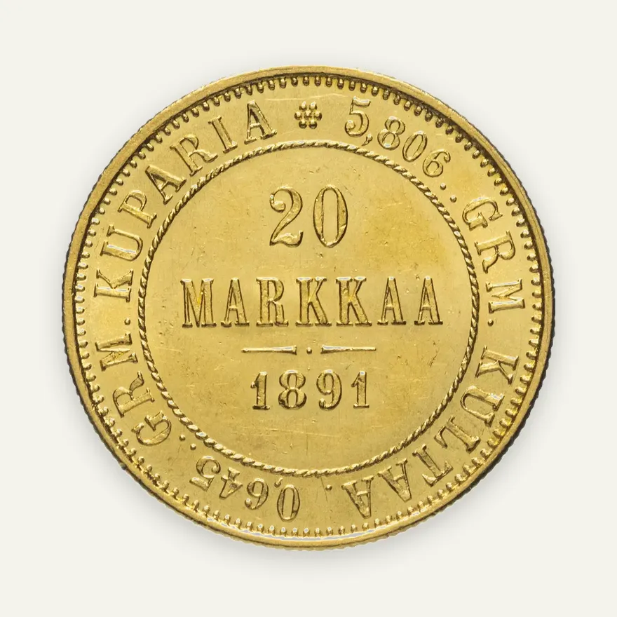 20 марок 1891 "L", для Финляндии, аверс