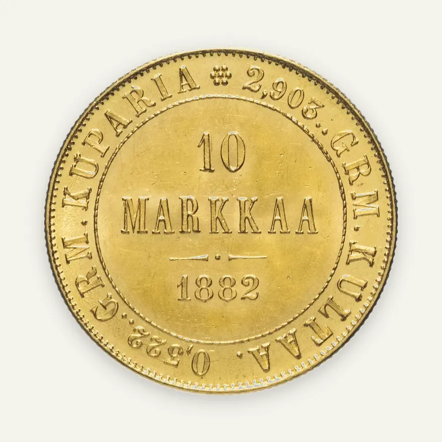 Для Финляндии 10 марок 1882 S, реверс