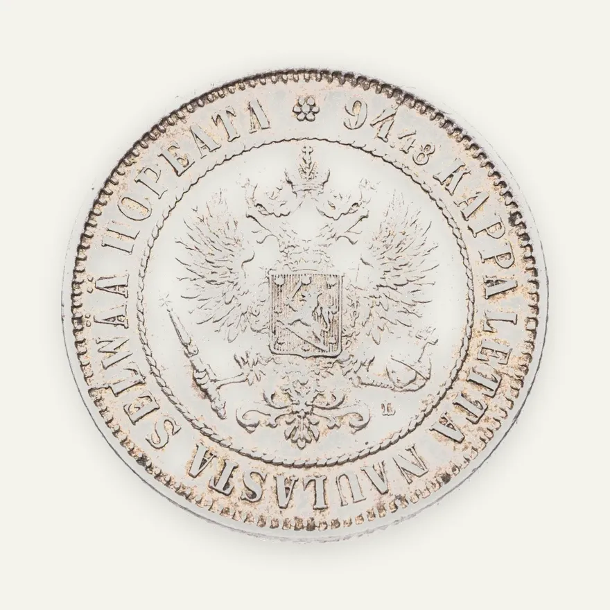 1 марка 1890 L, монета для Финляндии, реверс