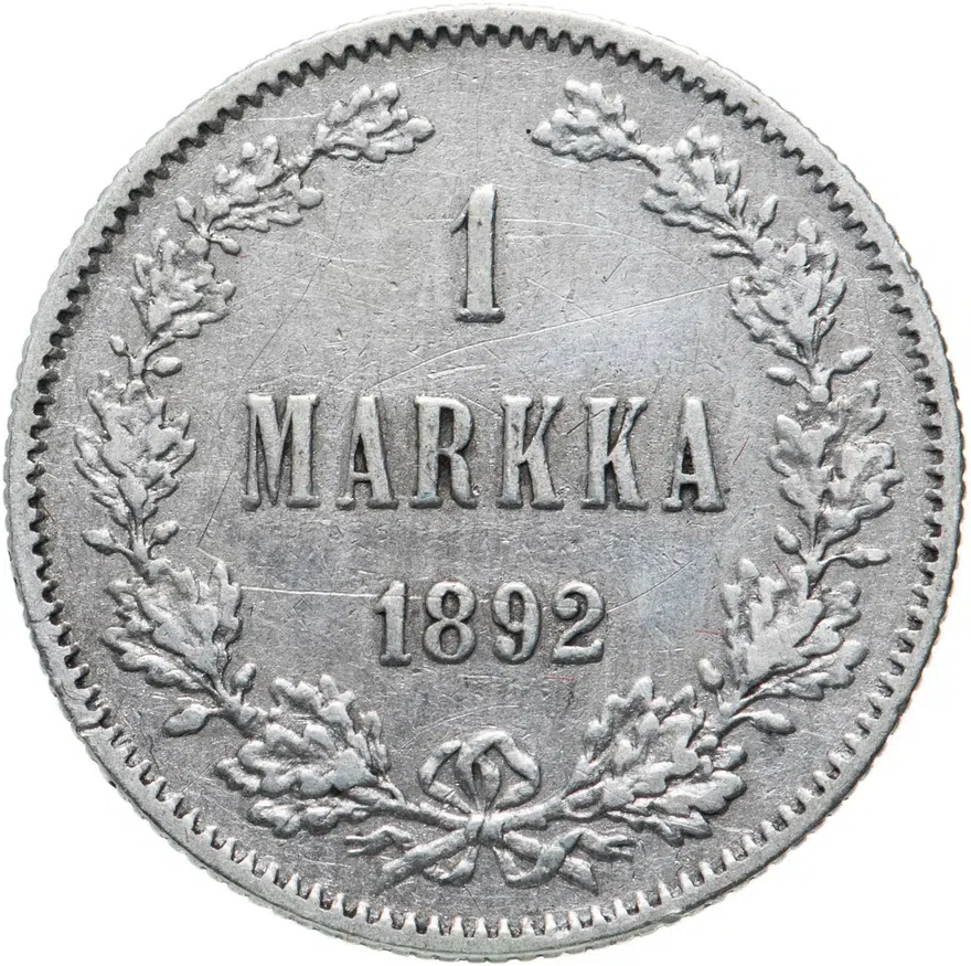 Финляндия 1 марка 1892, аверс