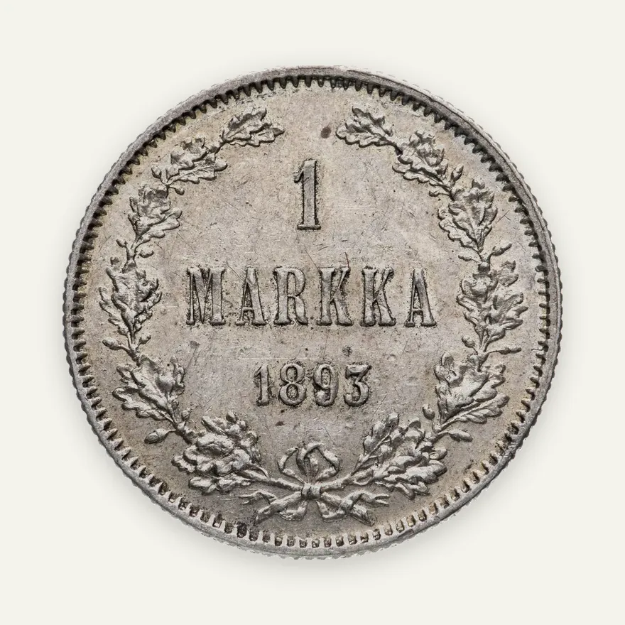 1 марка 1893 L, монета для Финляндии, аверс