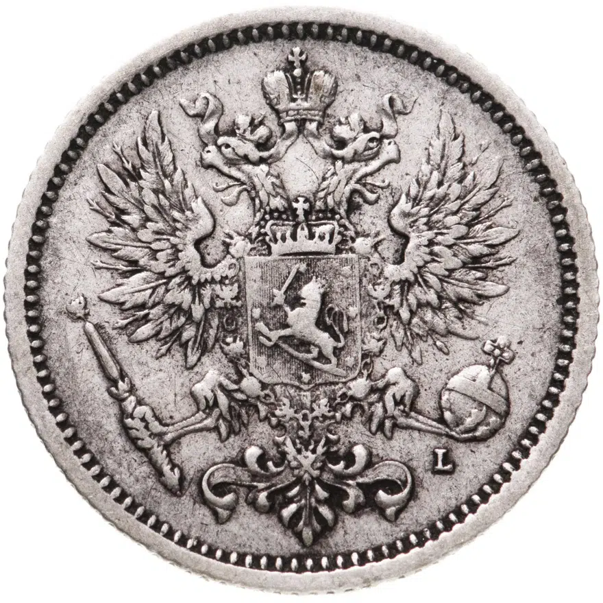 50 пенни 1891 L, монета для Финляндии, реверс