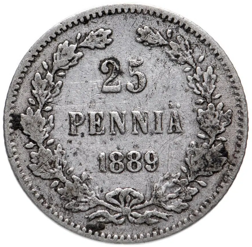 25 пенни (pennia) 1889 L Российская Финляндия, аверс