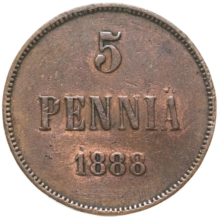 5 пенни 1888, монета для Финляндии
