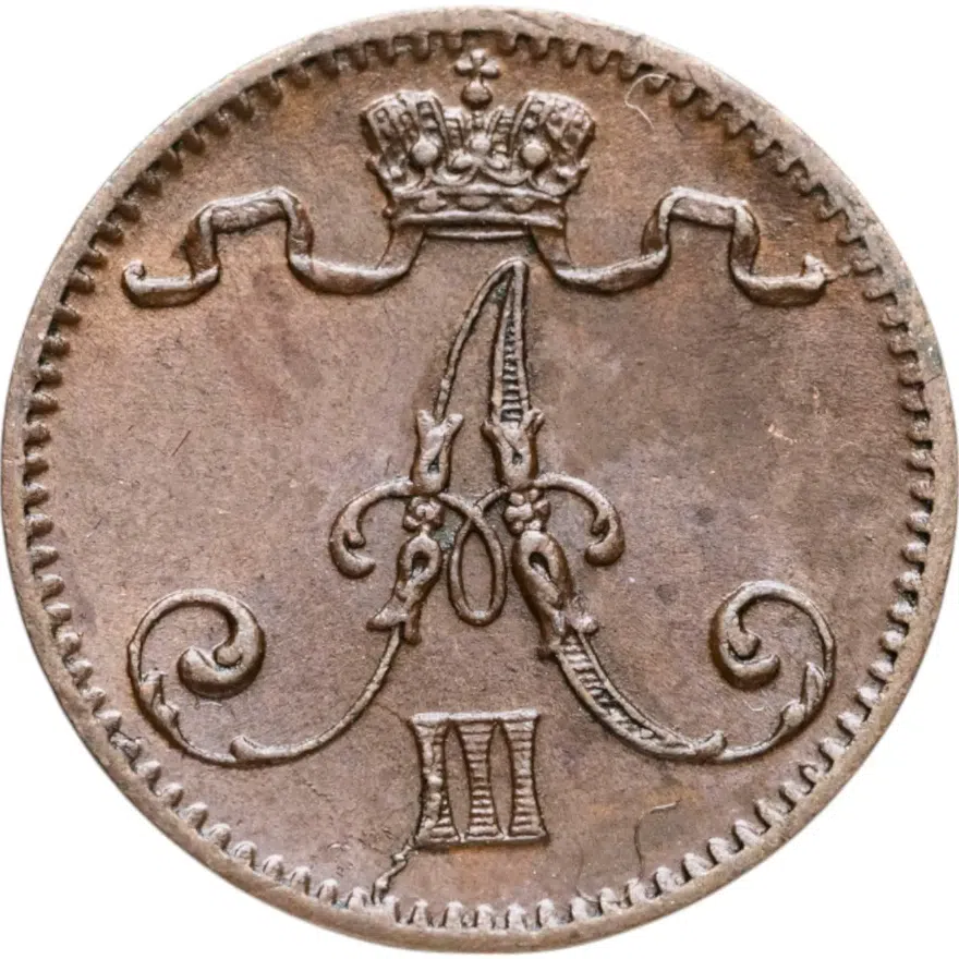 Финляндия 1 пенни (penny) 1888, реверс