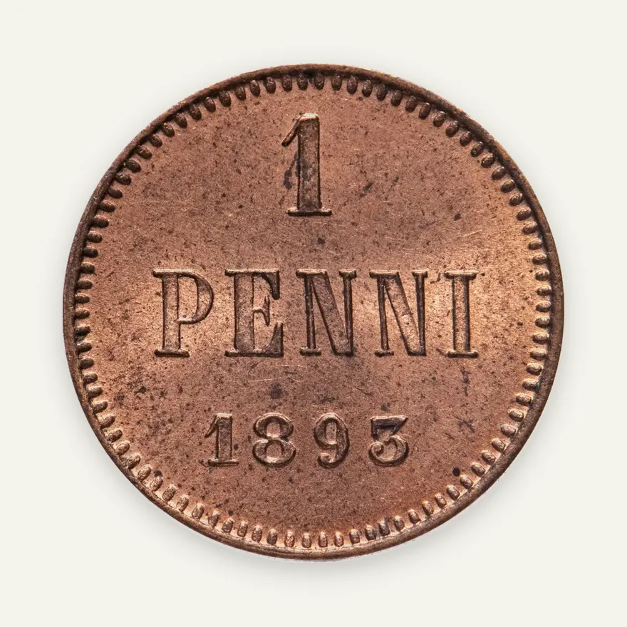 1 пенни 1893, монета для Финляндии, реверс