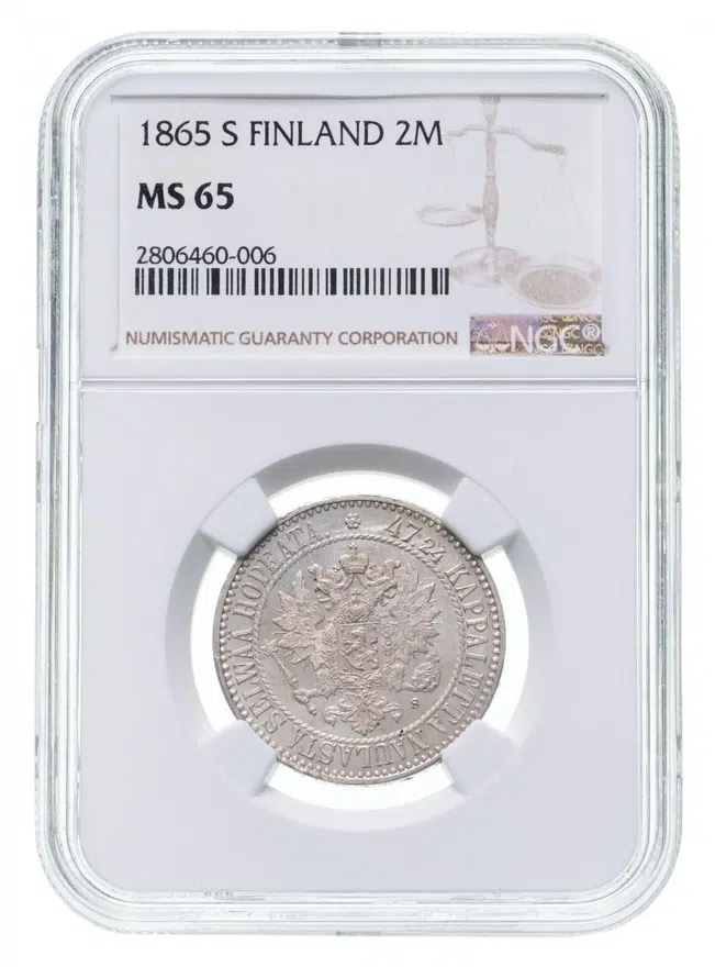 Финляндия 2 марки 1865 S