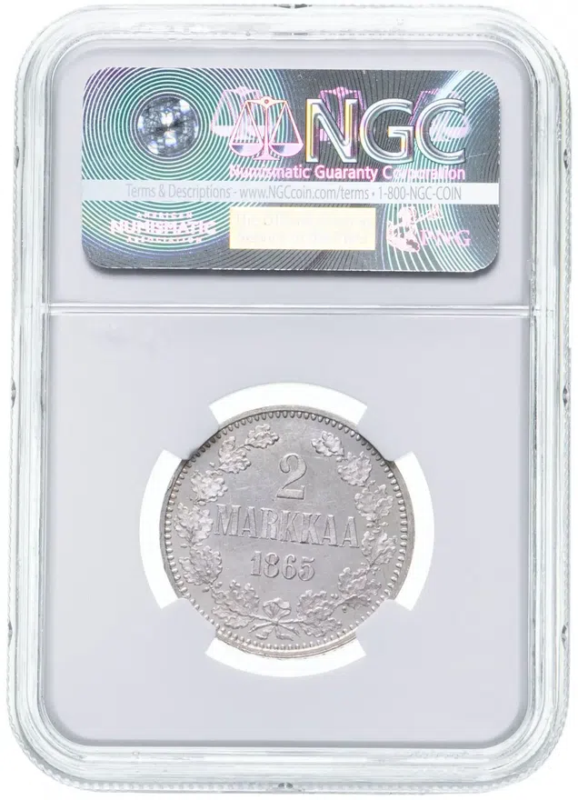 Финляндия 2 марки 1865 S, реверс