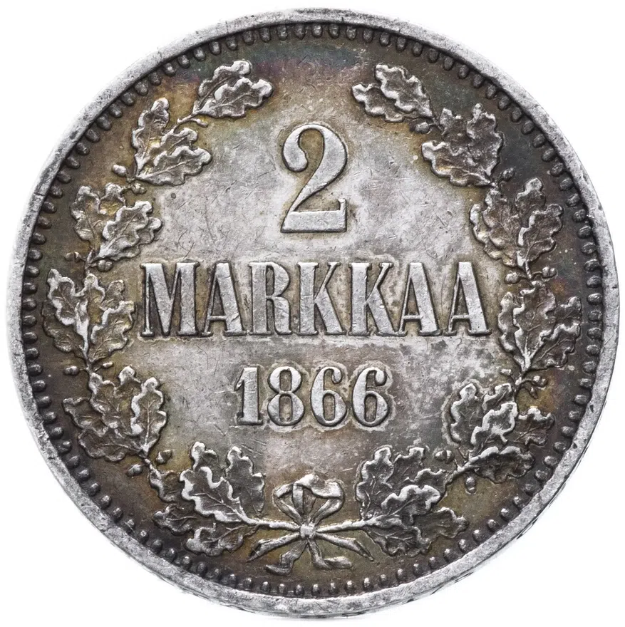 Финляндия 2 марки 1866 S