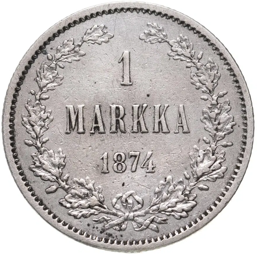 1 марка 1874 S, монета для Финляндии