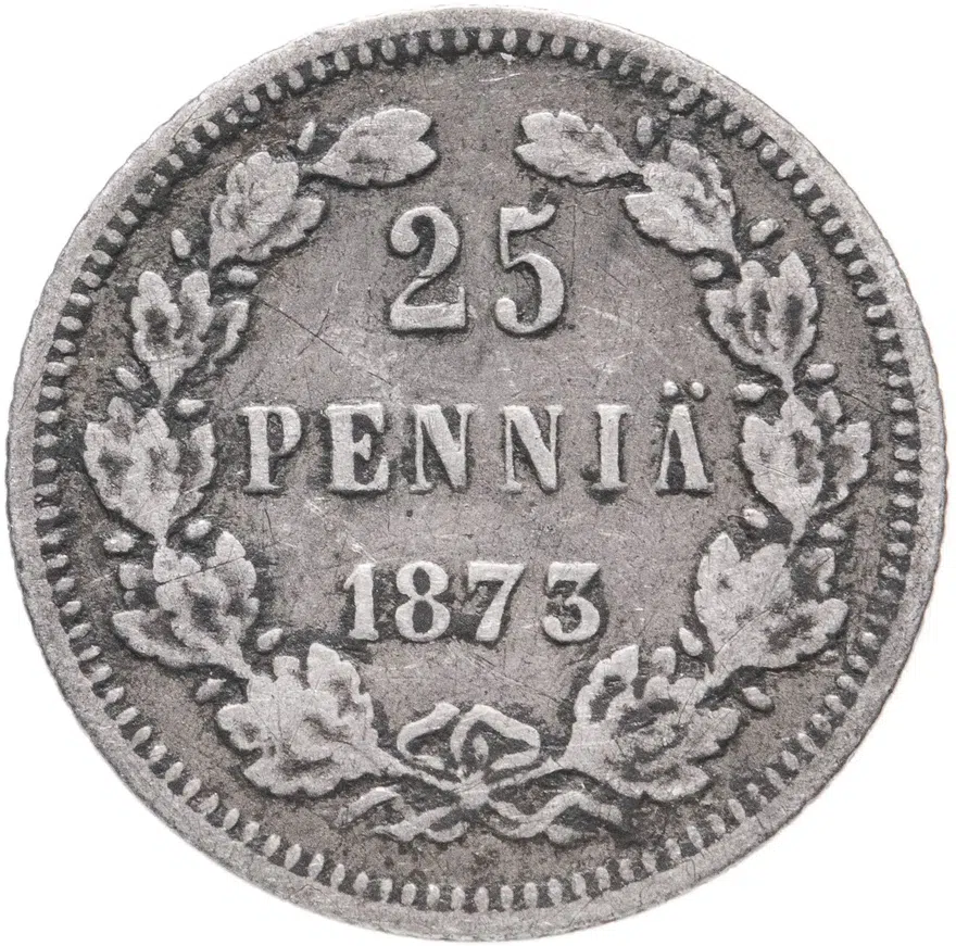 25 пенни (pennia) 1873 S, аверс
