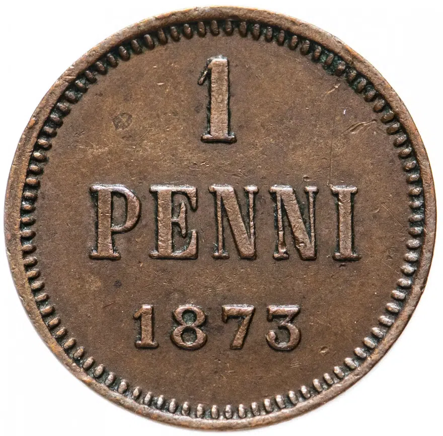1 пенни 1873, монета для Финляндии, реверс