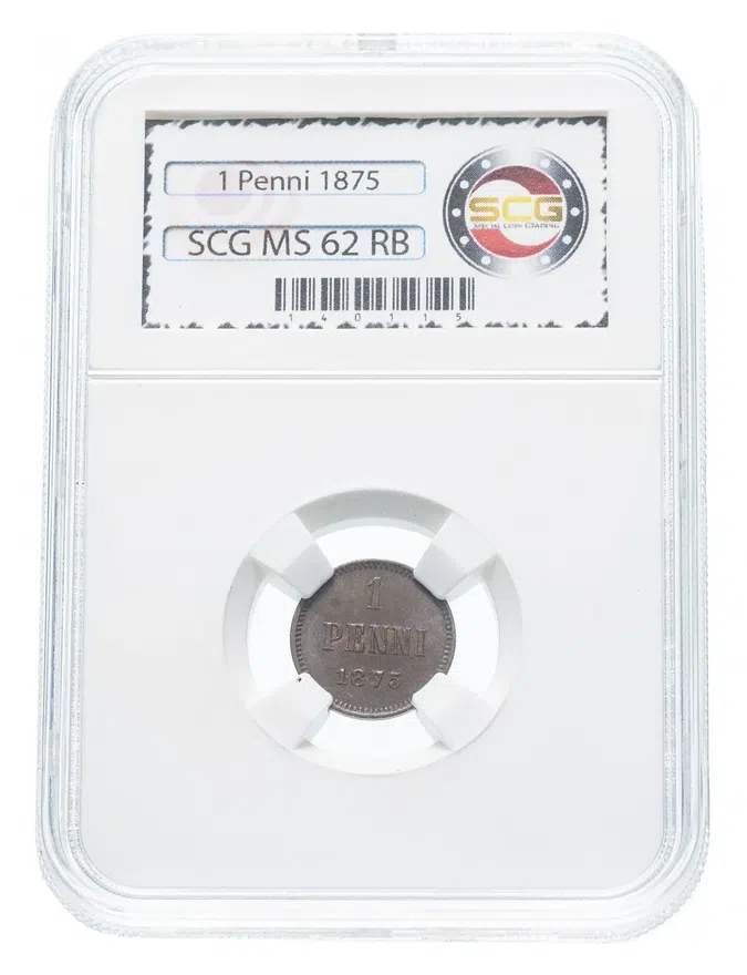 1 пенни (penny) 1875 монета для Финляндии