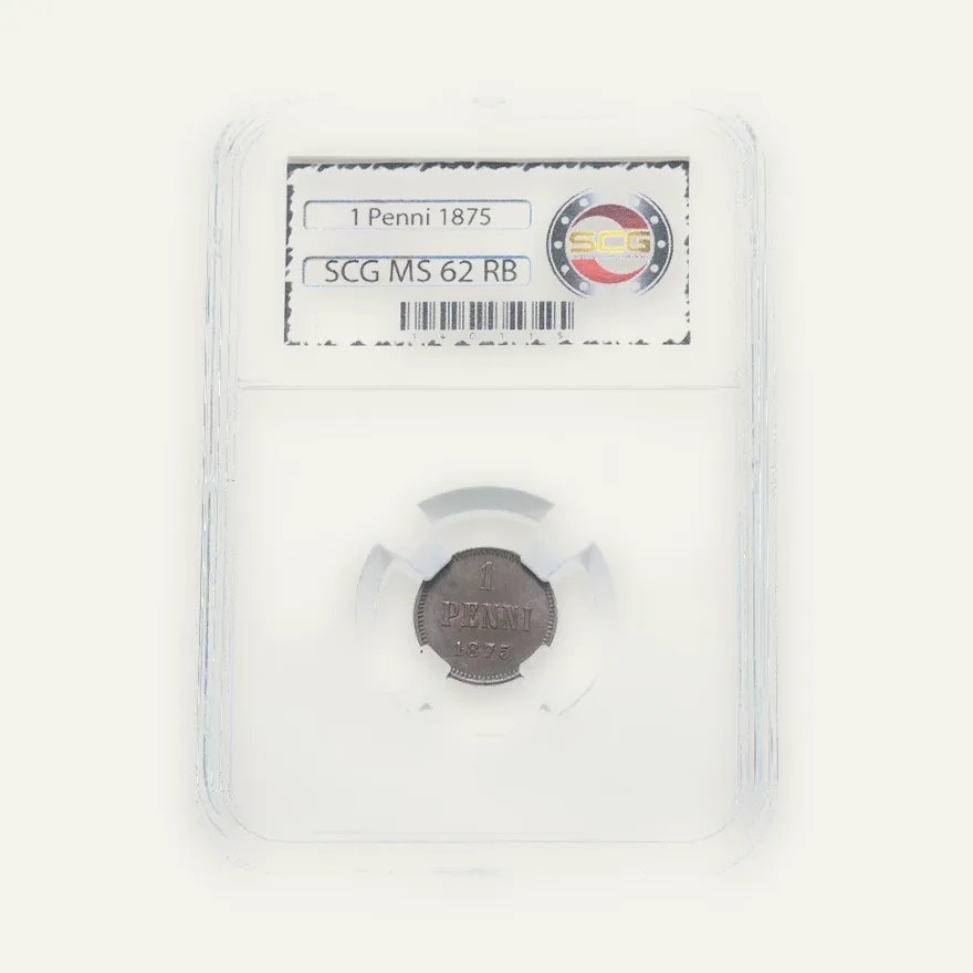 1 пенни (penny) 1875 монета для Финляндии, реверс